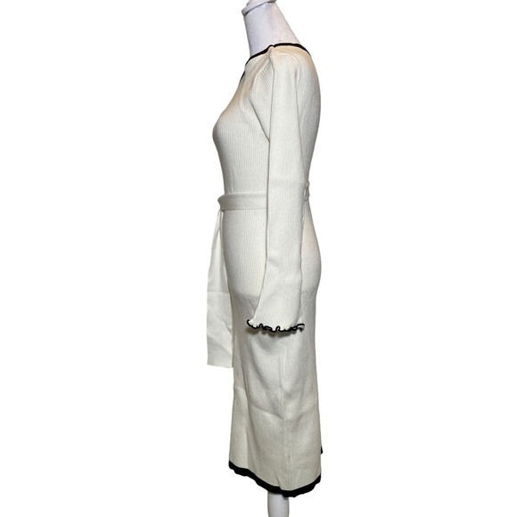 NEW Caracilia women Small WHITE bodycon off shoulder ribbed knit sweater dress - Picture 3 of 7